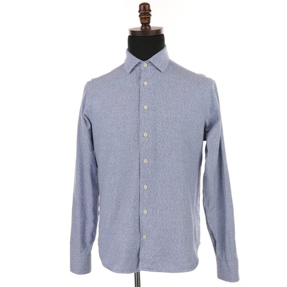 Taylor Stitch Flannel Shirt Men's 40 Blue Organic Cotton Long Sleeve Button - Picture 2 of 10